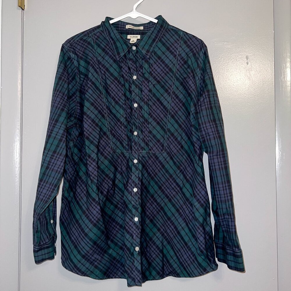 L.L. Bean Women's Plaid Button Down Shirt Size XL